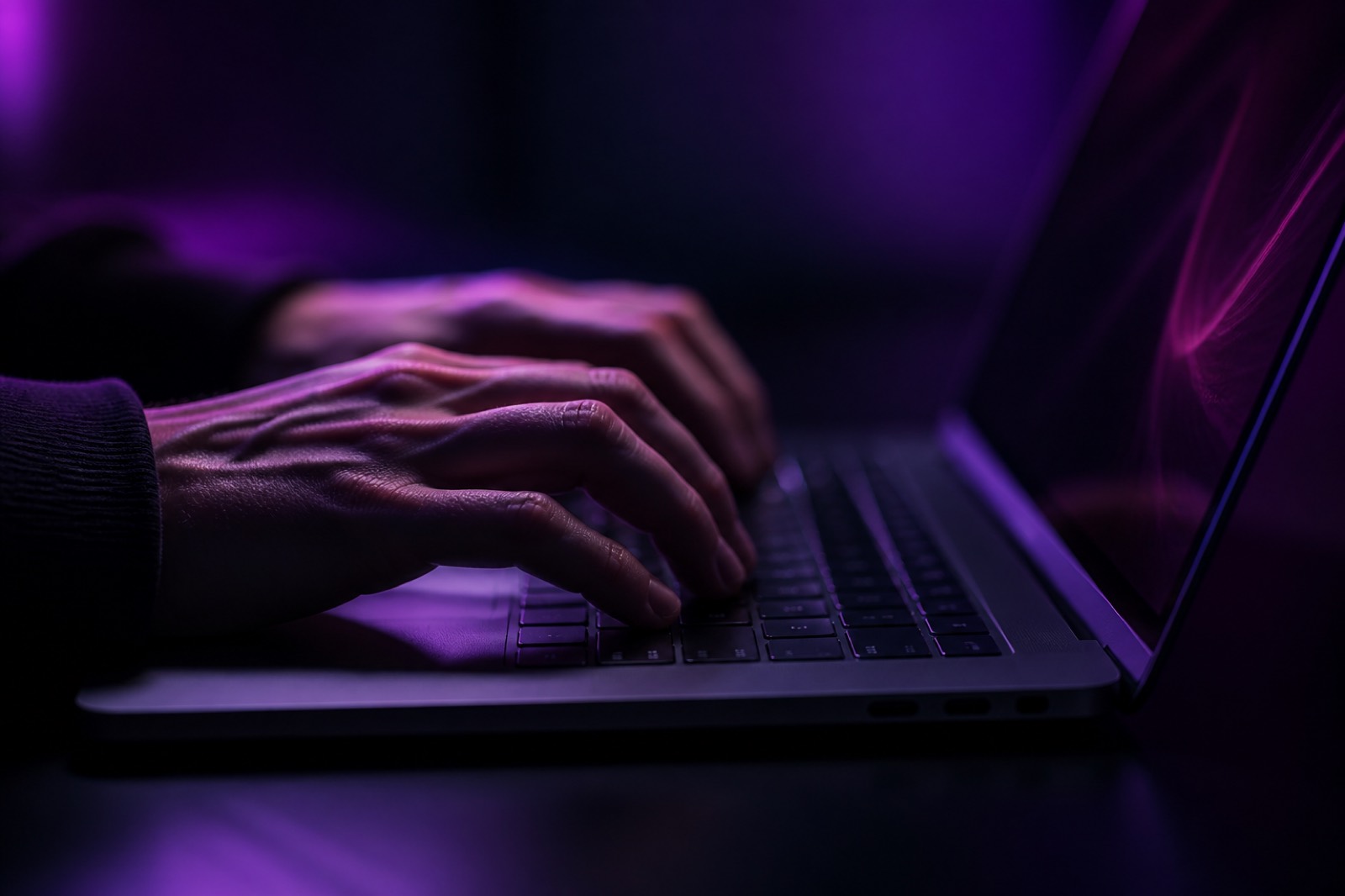 Hands typing on a laptop during ongoing site care